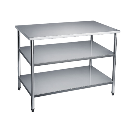 Mesa Aço Inox Industrial Com Dois Paneleiros - 140x60x90cm - Cozinca